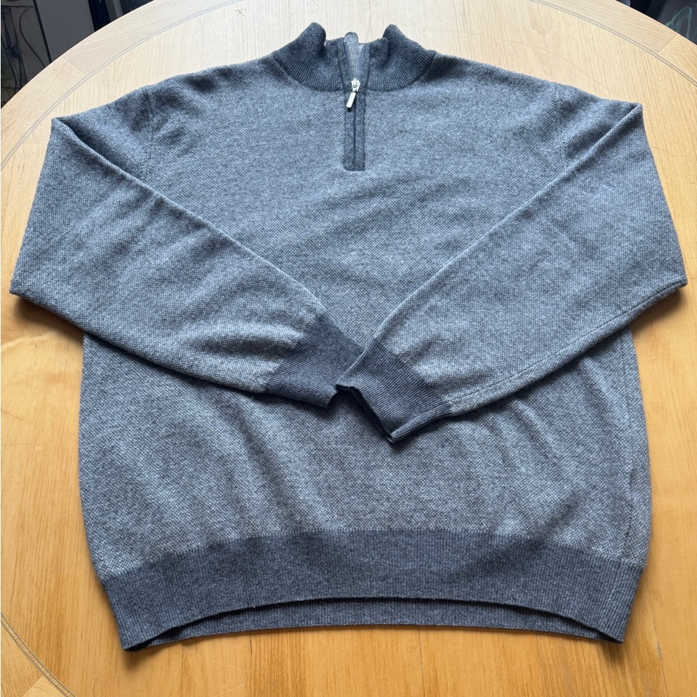 Men’s Castri Quarter-Zip Sweater. Wool and Cashmere blend. Made in Italy. Size L